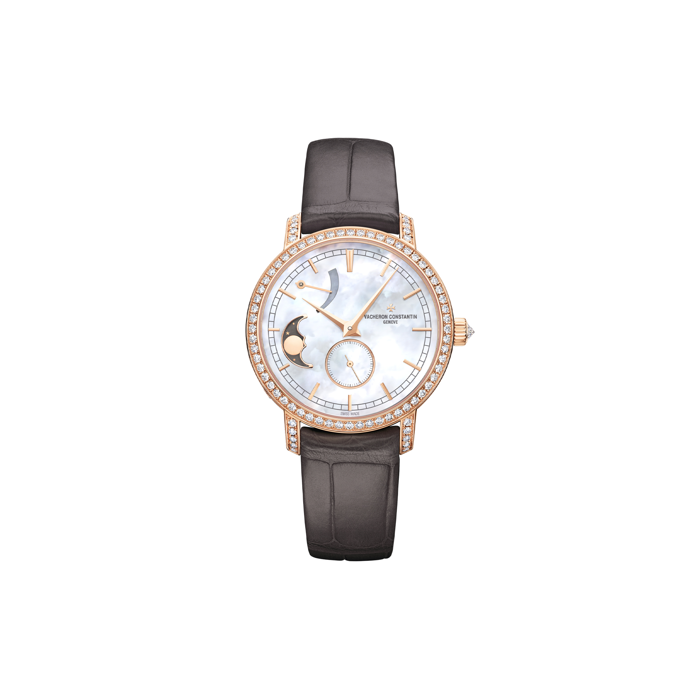 VACHERON CONSTANTIN TRADITIONNELLE SERIES MOON PHASES 36MM PINK GOLD WATCH 83570/000R-9915